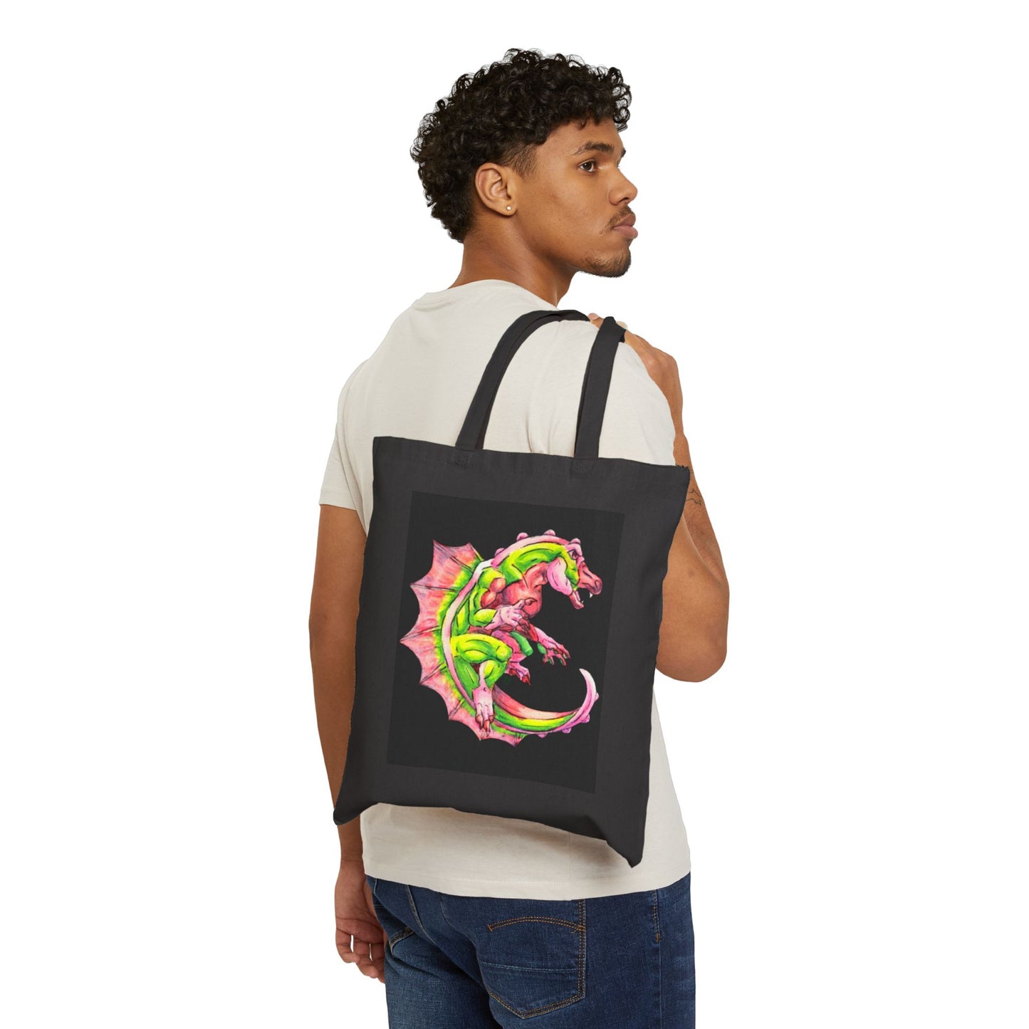 Cutesy Dimetrodon Jump/Roll Cotton Canvas Tote Bag