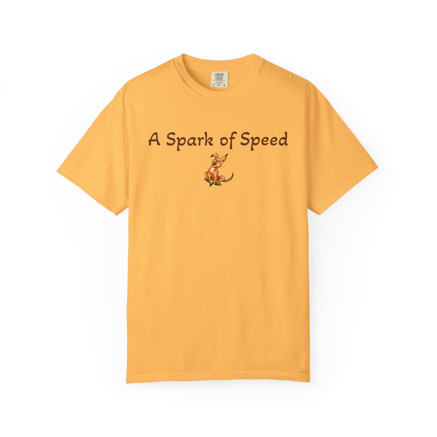 Caenin Shirt – A Spark of Speed – Chibi Orange Dog – Warm Fantasy Dog – Dog Lover Gift- T-Shirt