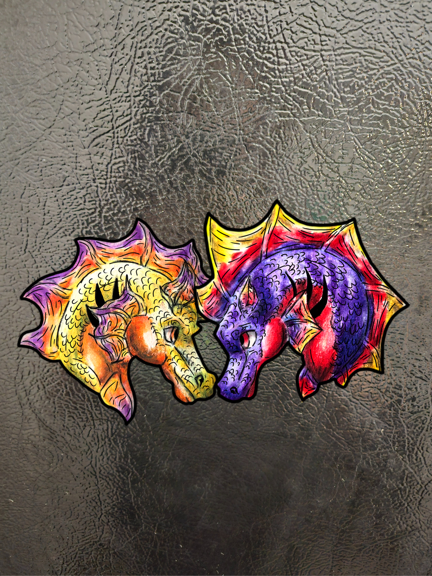 Baby Dual Hippocampus – Dual Ocean Fantasy Art – Hippocampus Pair - 3pk Magnets