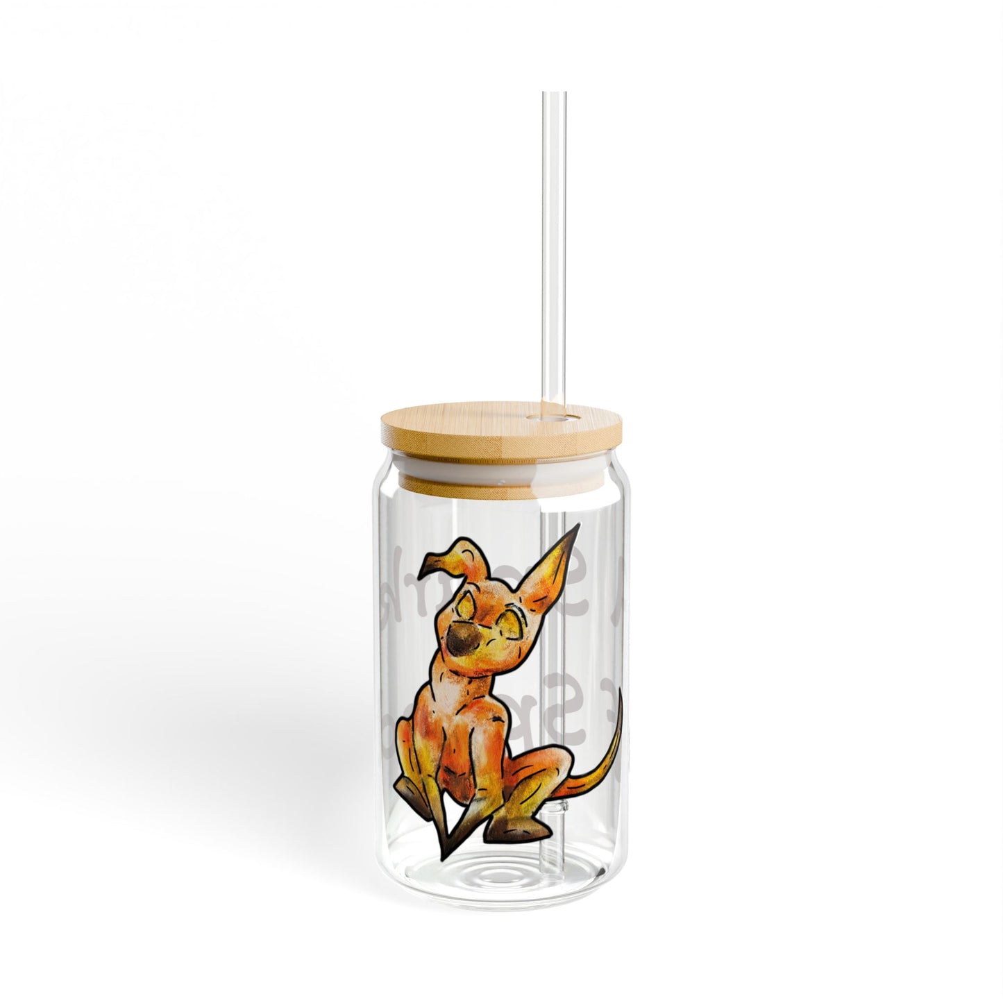 Caenin - Chibi Orange Dog – Warm Fantasy Dog Art – Fantasy Creature Decor – Dog Lover Gift - Sipper Glass, 16oz