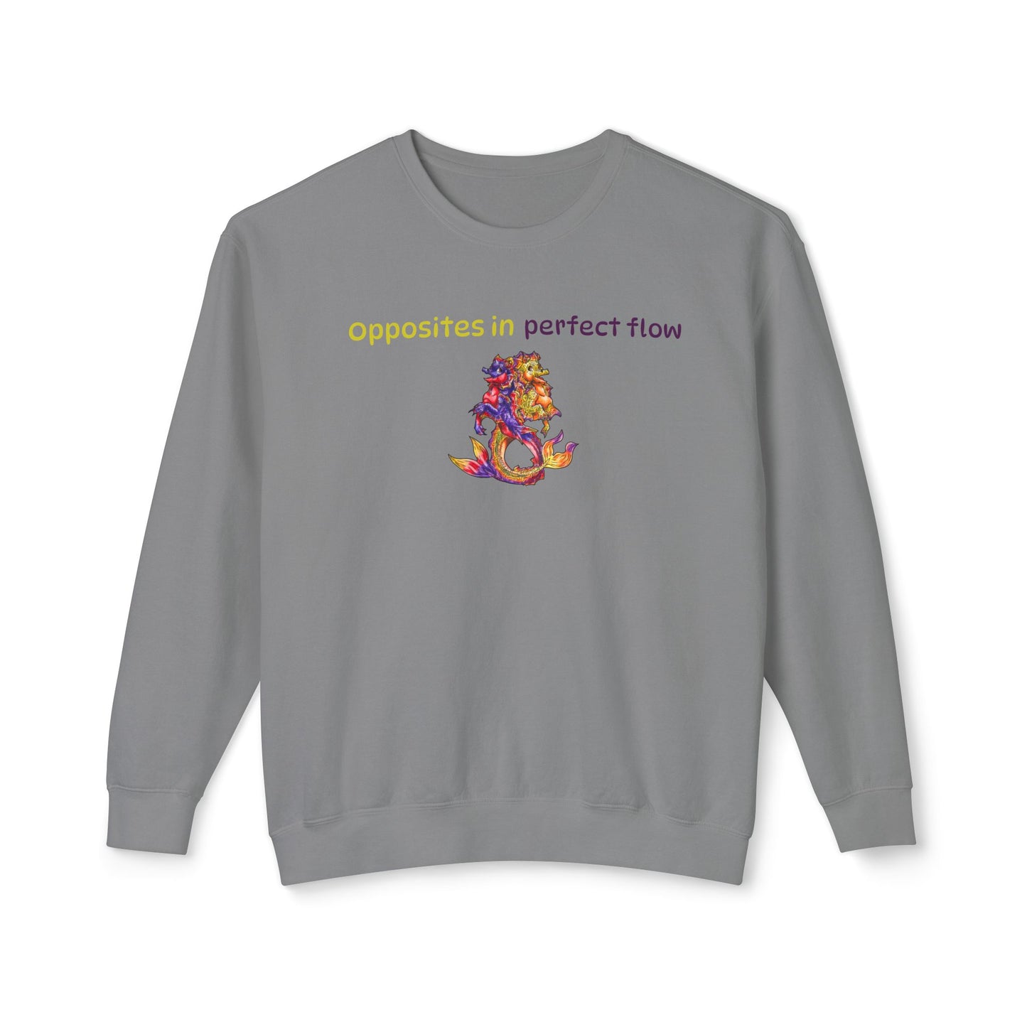 Baby Dual Hippocampus – Opposite Flow-Dual Ocean Fantasy Art – Hippocampus Pair- Unisex Crewneck
