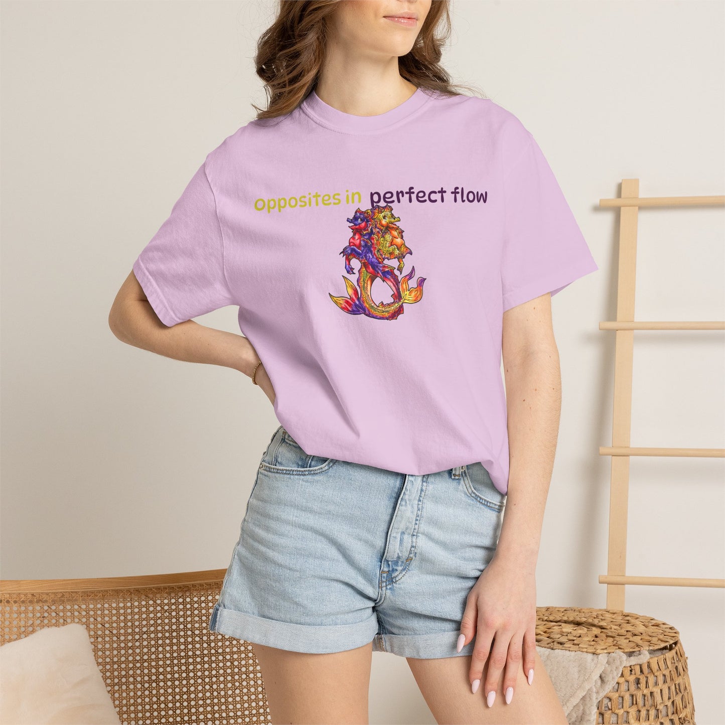 Baby Dual Hippocampus – Opposite Flow- Dual Ocean Fantasy Art – Hippocampus Pair- T Shirt