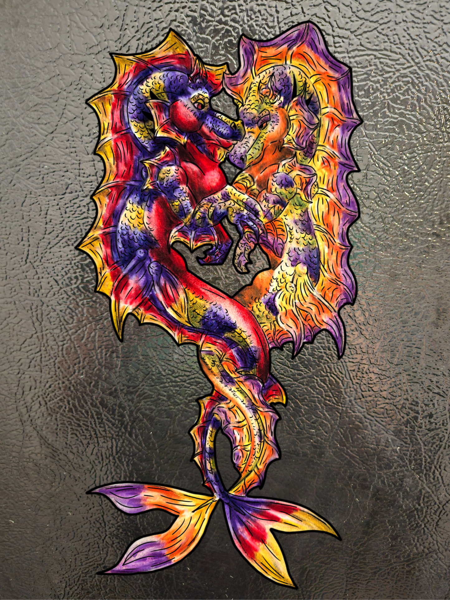 Dual Hippocampus – Dual Ocean Fantasy Art – Hippocampus Pair - 3pk Magnets