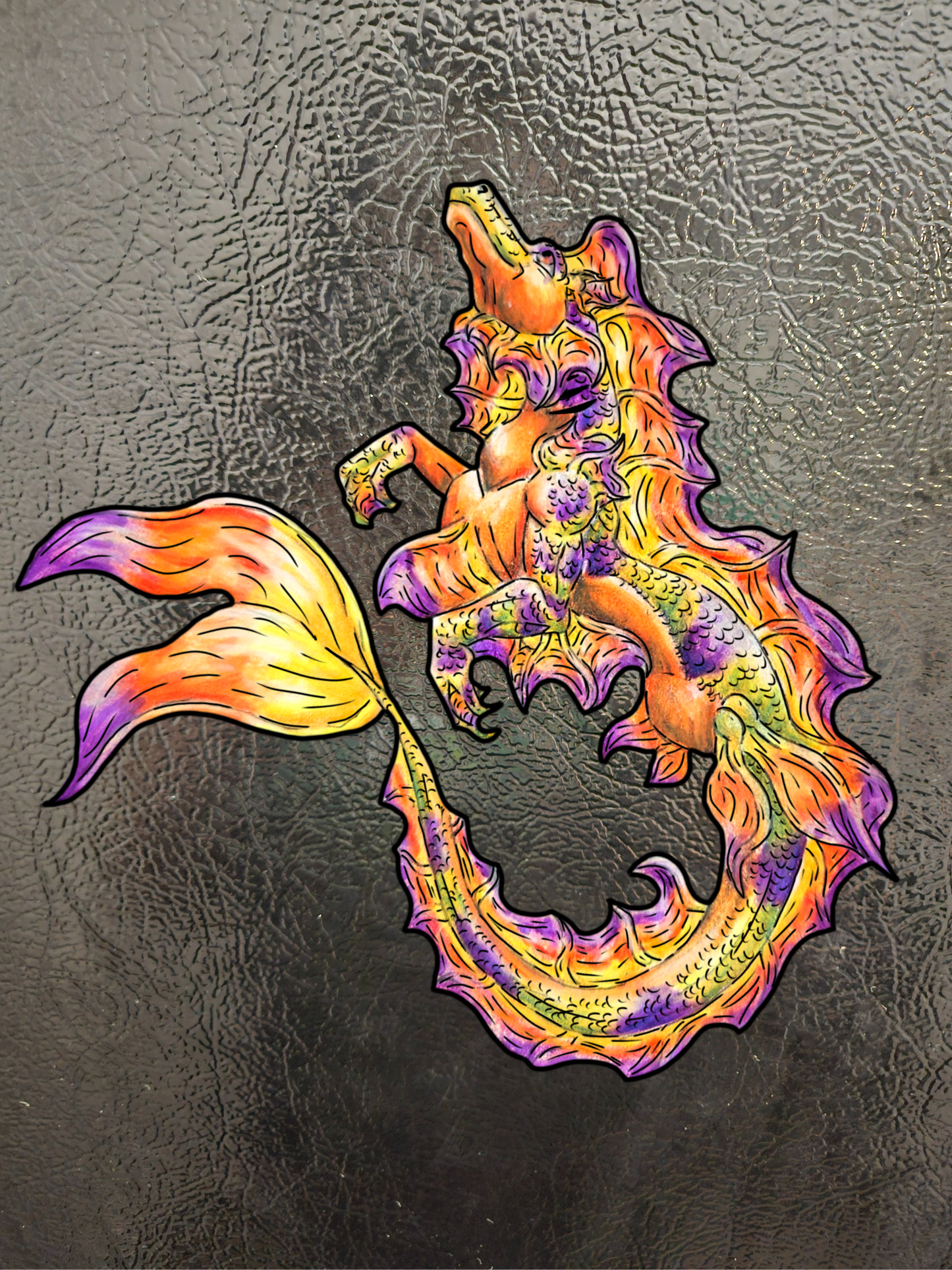 Sunrise Hippocampus- Golden Ocean Fantasy Art- Warm Fantasy Sea Creature Art- 4pk Magnets