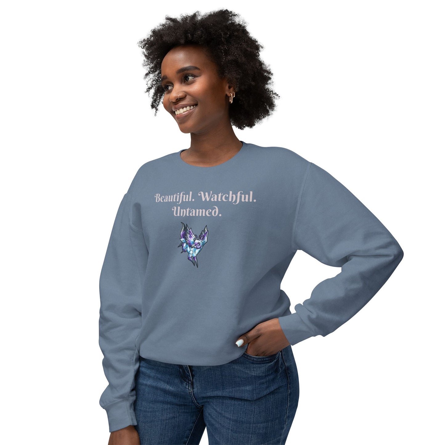 Chib Seleste the Peryton- Untamed- Fantasy Creature- White Deer Bird- Crewneck