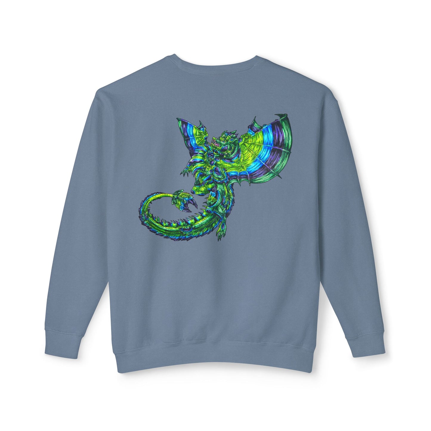 Arlith- Emerald Dragon – Aggressive Green Fantasy Dragon Art – Warning: Grumpy & Aggressive Crewneck – Mythical Creature– Dragon Lover Gift Unisex Crewneck