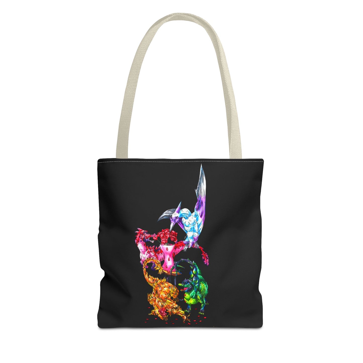 Valentine Cuties- Dinosaur Groupings – Chibi Fantasy Animal Art – Valentine's Day Art – Dinosaur Decor – Valentine Lover Gift- Tote Bag