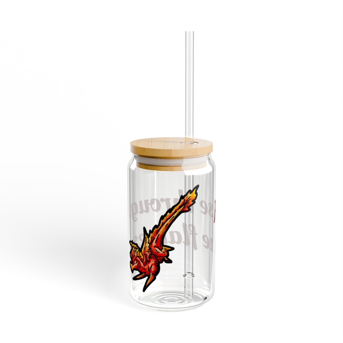 Chibi Fire Dragon- Rise- Elemental- Fantasy Dragon- Glass tumbler 16oz