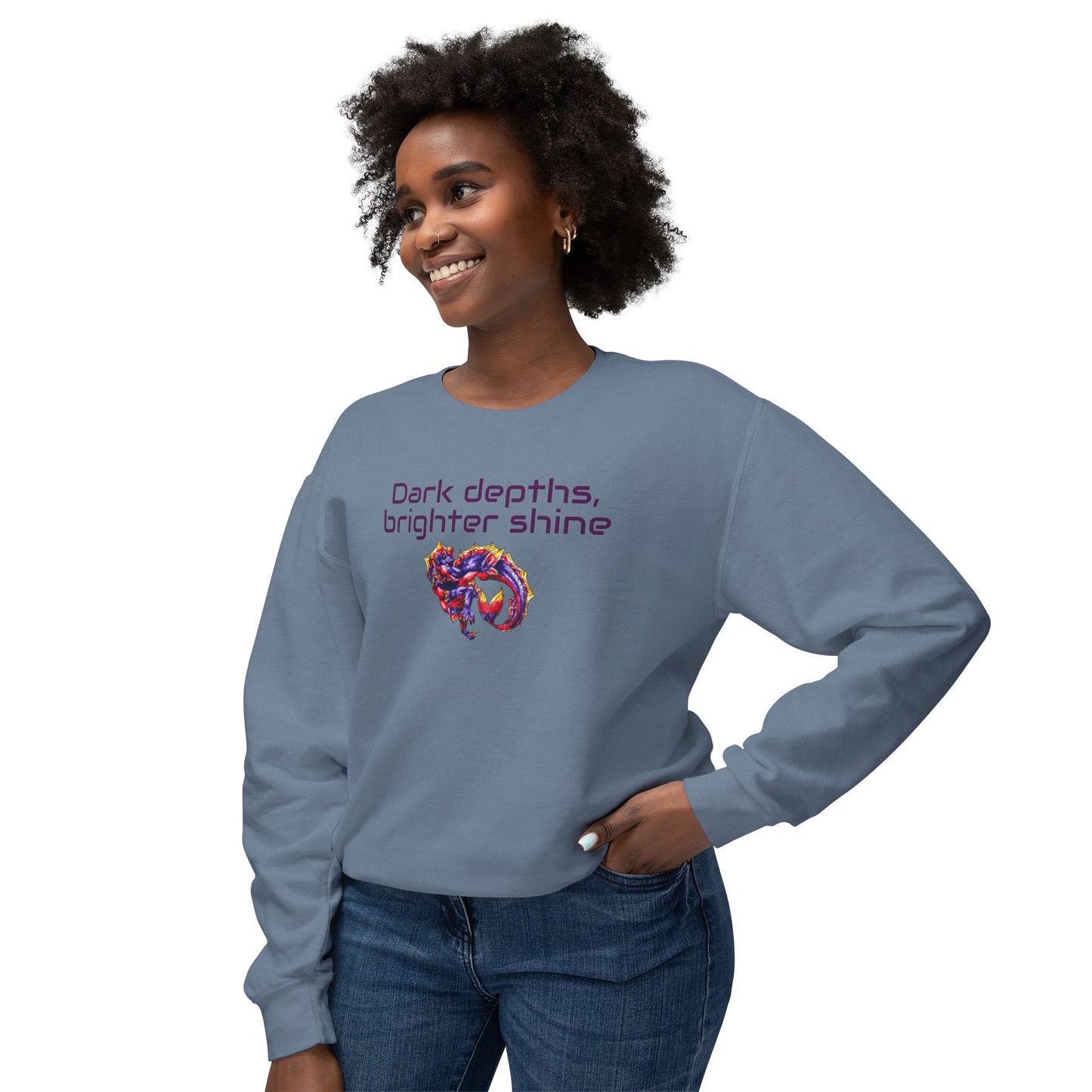 Baby Sunset Hippocampus- Depths & Shine- Marine Fantasy Illustration- Fantasy Ocean Art- Unisex Crewneck
