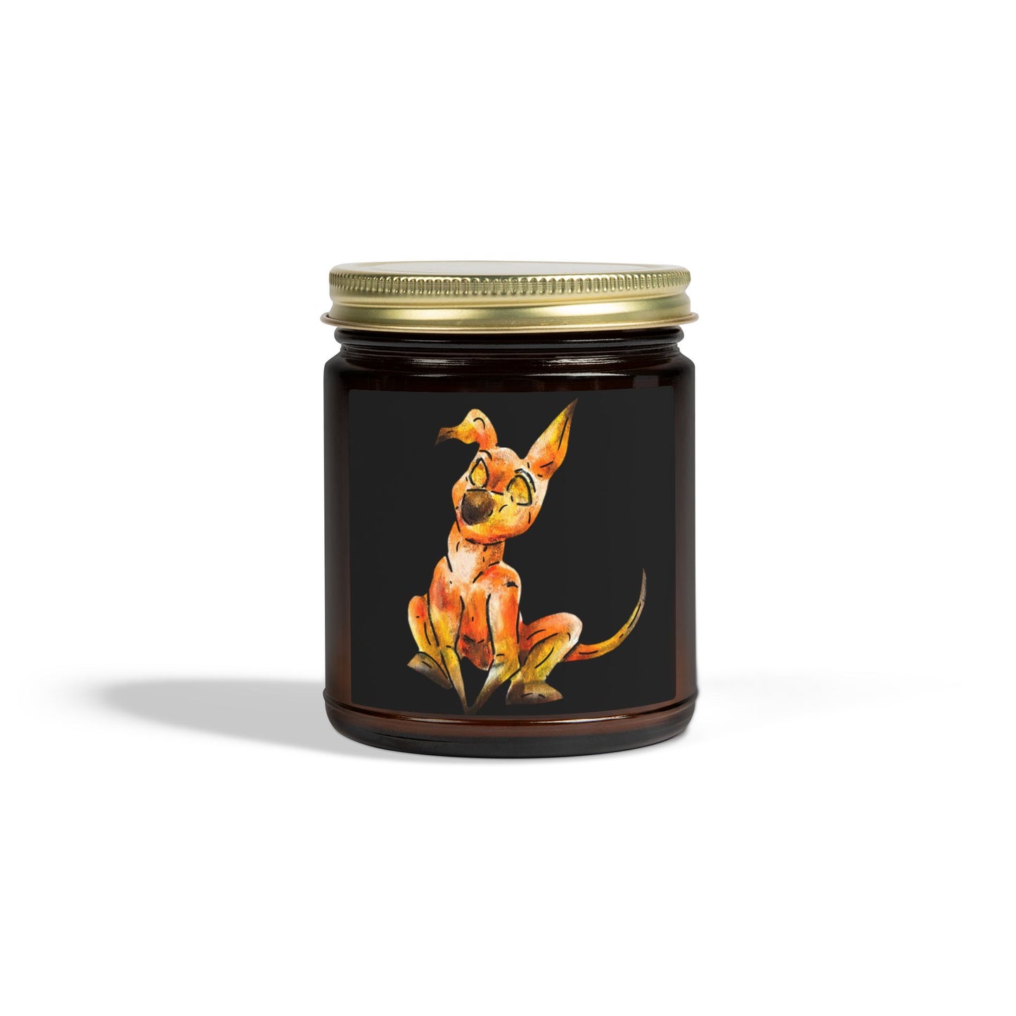 Caenin- Chibi Orange Dog – Warm Fantasy Dog Art – Fantasy Creature Decor – Dog Lover Gift - Scented Candles
