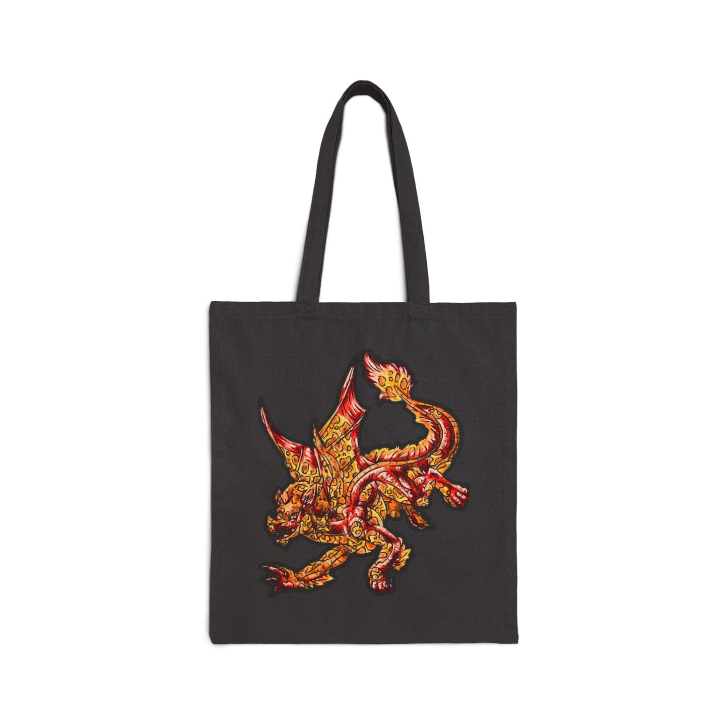 Fire Dragon Heads Cotton Canvas Tote Bag