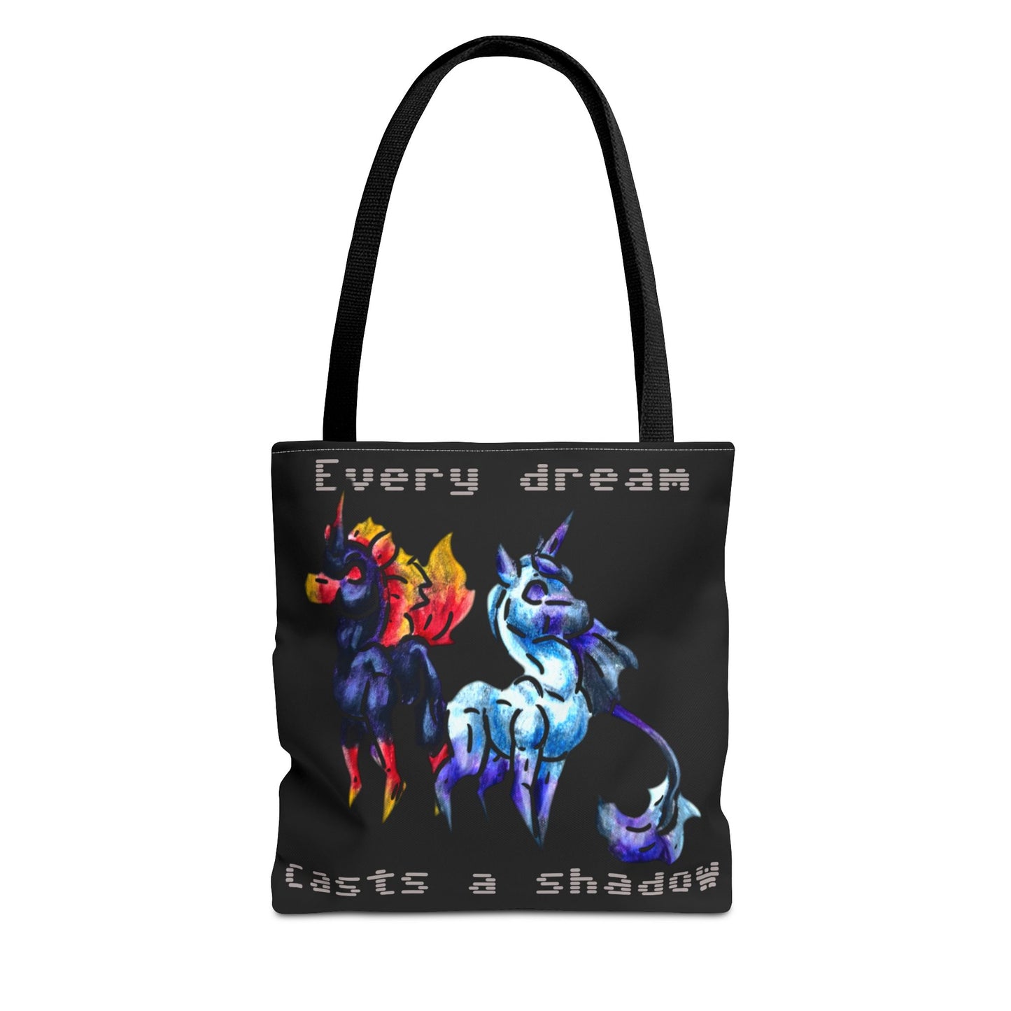Chibi Dream and Nightmare Unicorn- Celestial Nightmare- Duality– Light and Dark Fantasy- Double-Sided Tote Bag