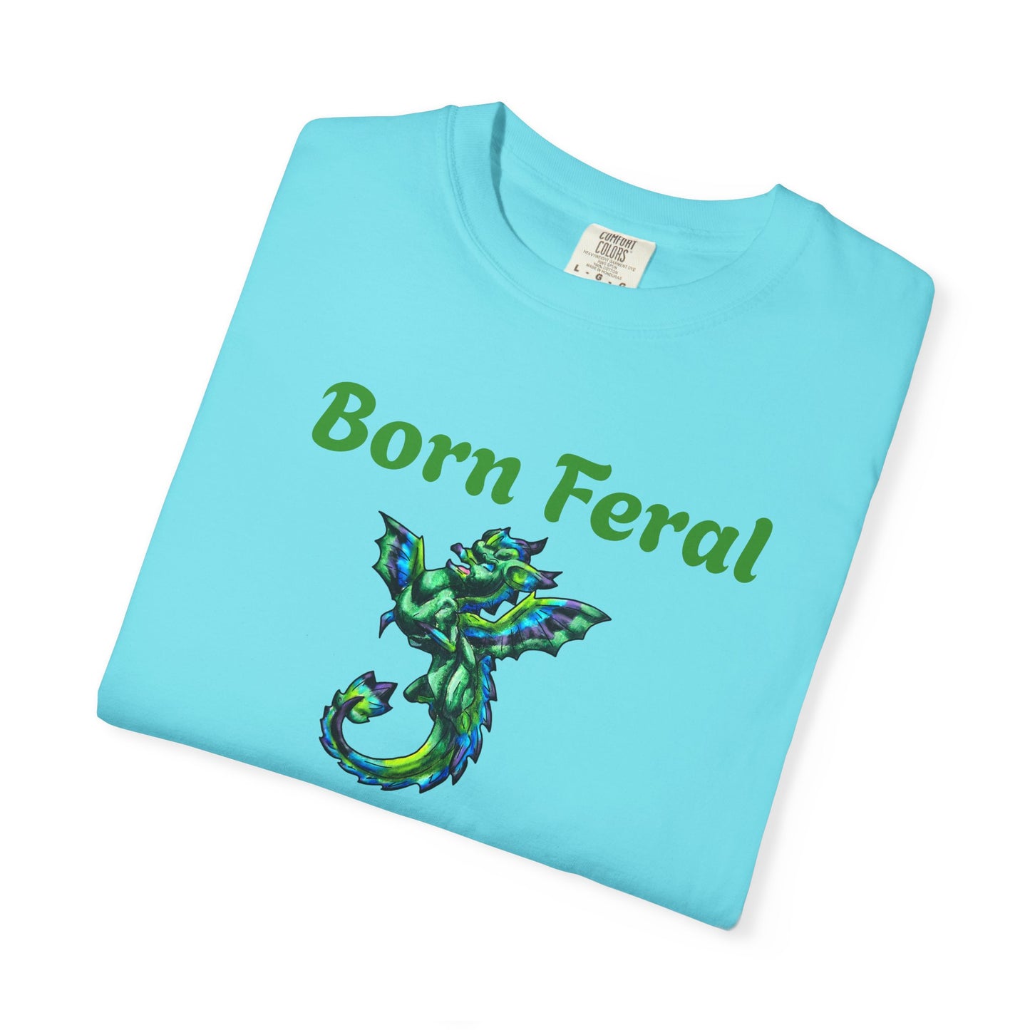 Arlith- Emerald Dragon – Aggressive Green Fantasy Dragon – Born Feral T-shirt – Mythical Creature– Dragon Lover Gift