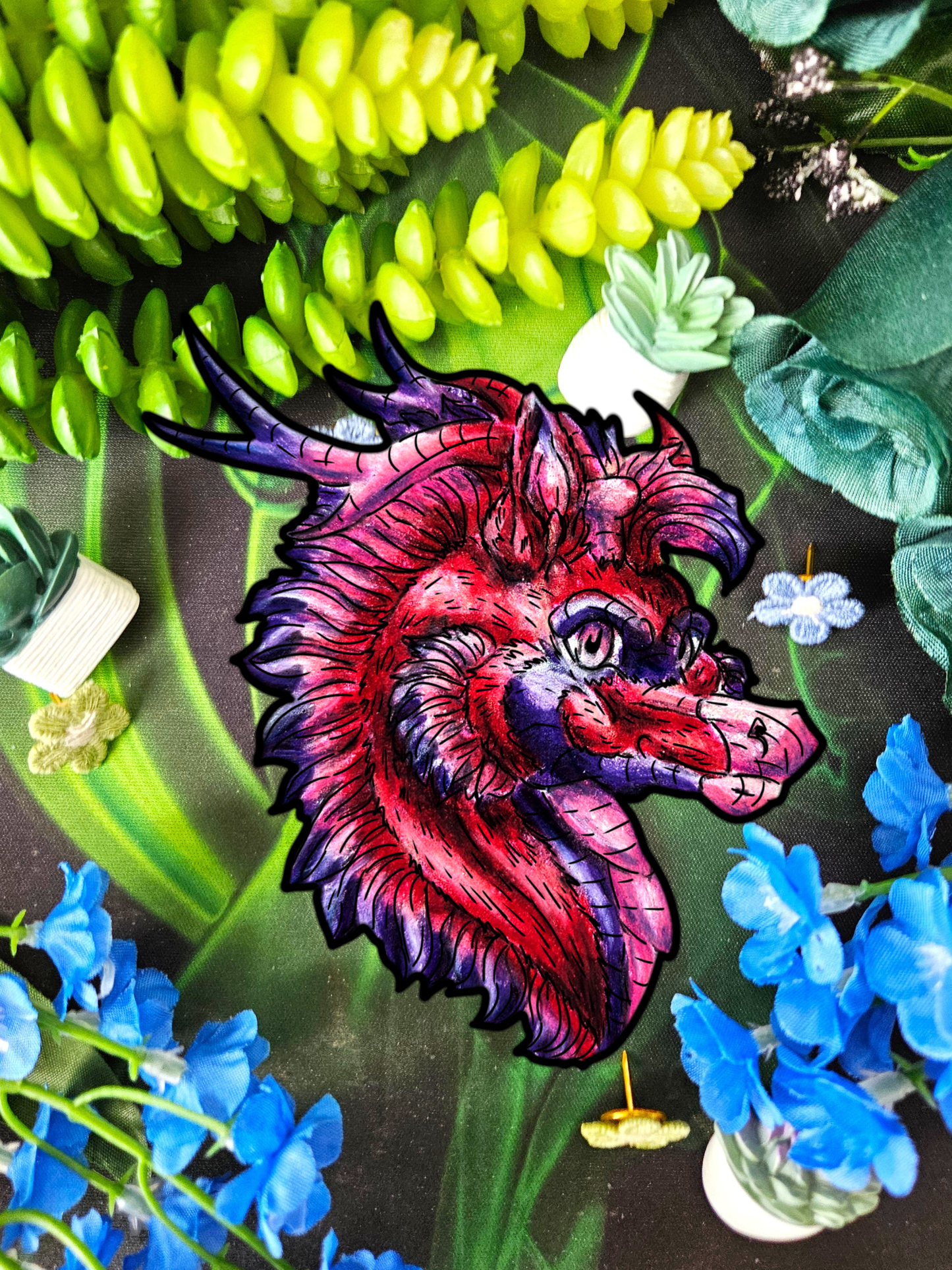 Myer- Crimson Kirin – Red Fantasy Chibi Kirin – Chibi Kirin Stickers – Mythical Creature– Kirin Lover Gift- Head Stickers