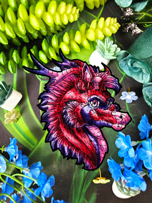 Myer- Crimson Kirin – Red Fantasy Chibi Kirin – Chibi Kirin Stickers – Mythical Creature– Kirin Lover Gift- Head Stickers