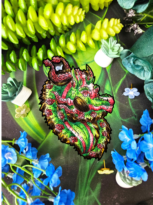 Spring Dragon- Fantasy Nature- Mythical Creature- Forest Guardian Art - Dragon Lover Gift - Head Sticker