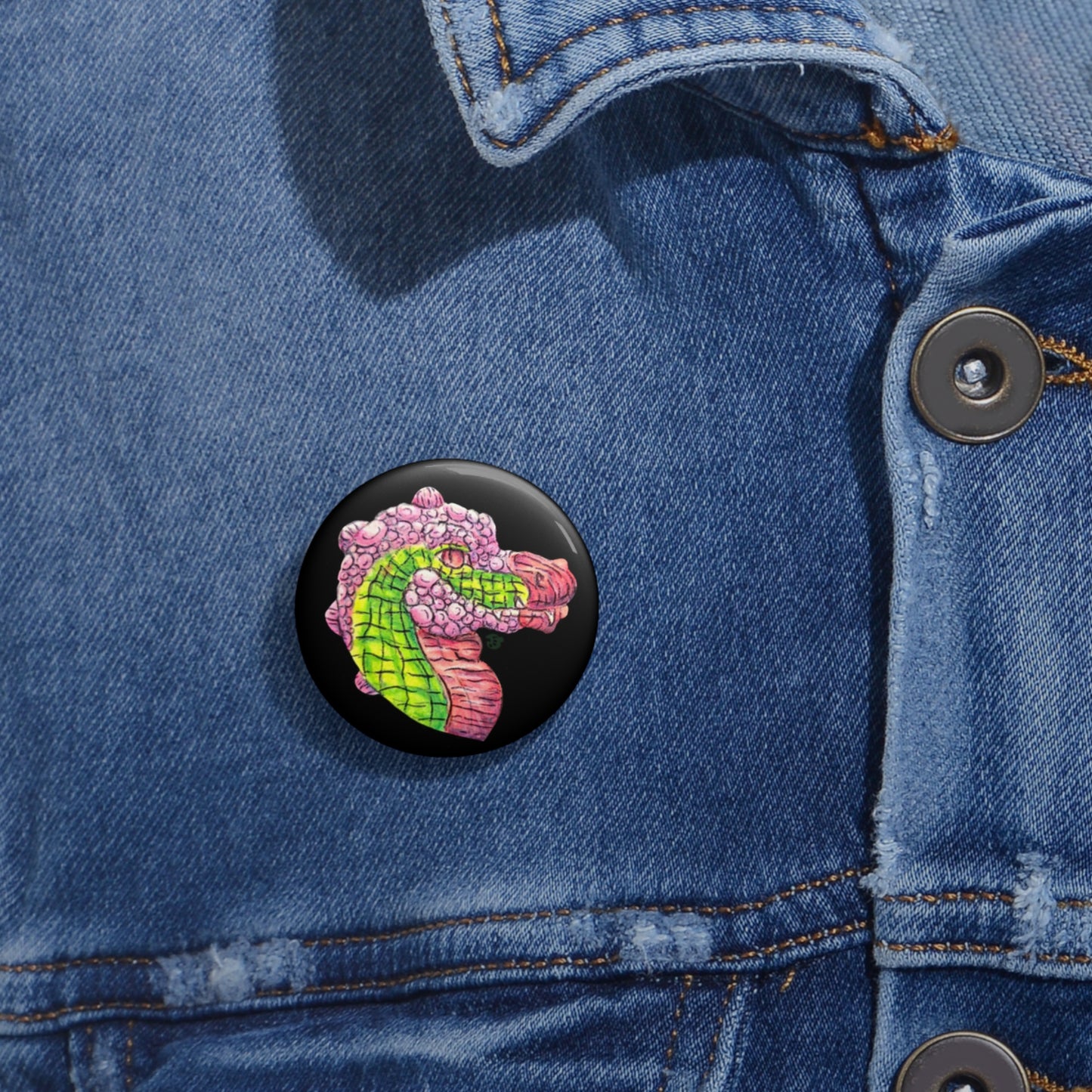 Dimetrodon Head Custom Pin Buttons