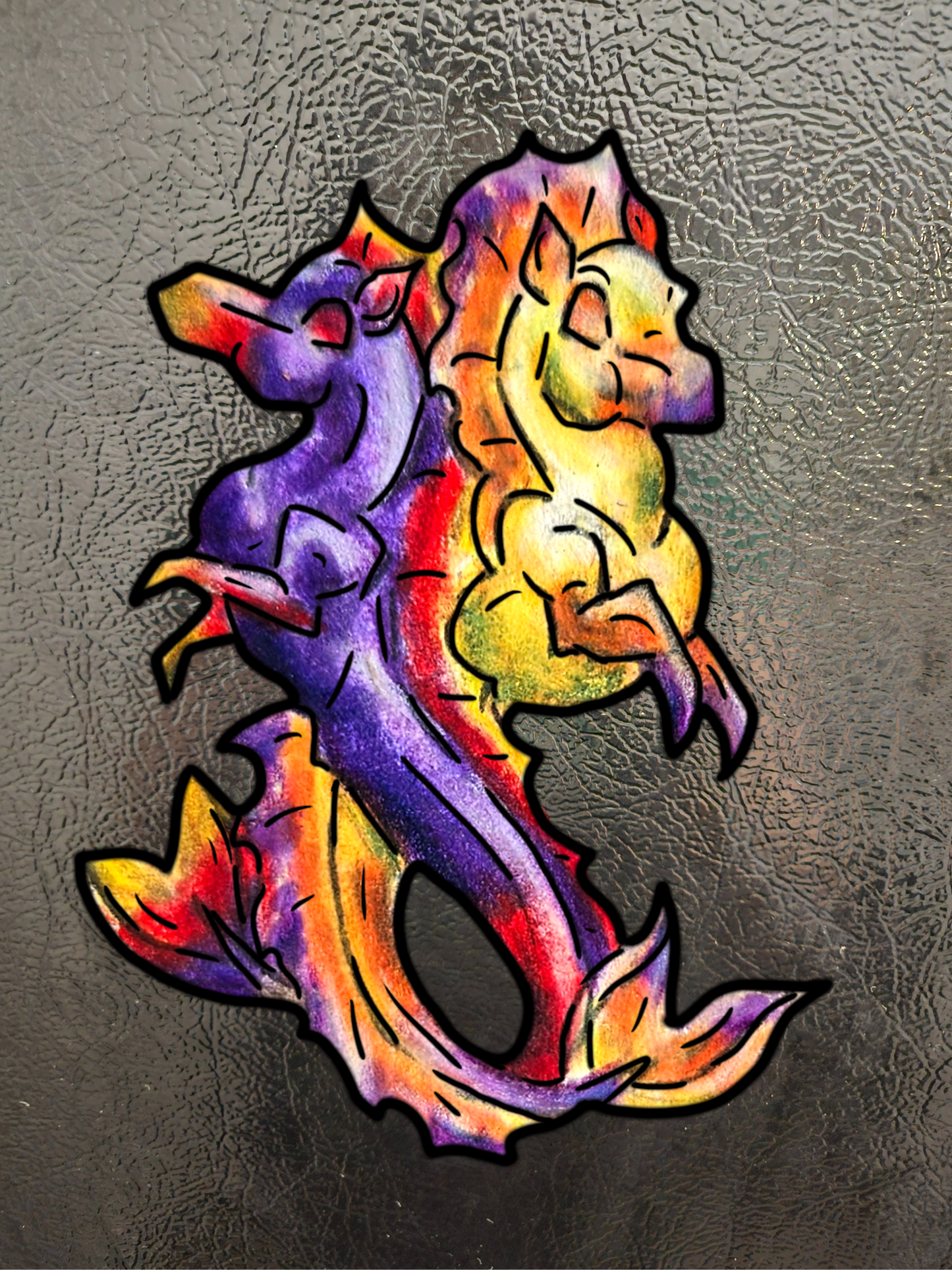 Baby Dual Hippocampus – Dual Ocean Fantasy Art – Hippocampus Pair - 3pk Magnets