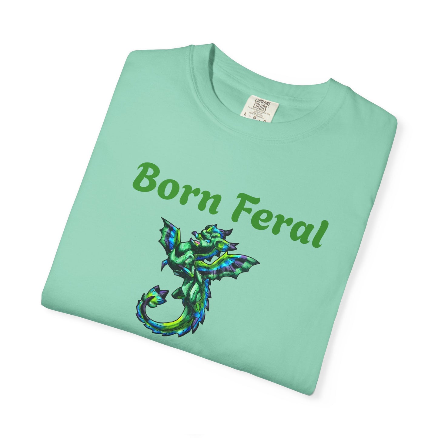 Arlith- Emerald Dragon – Aggressive Green Fantasy Dragon – Born Feral T-shirt – Mythical Creature– Dragon Lover Gift