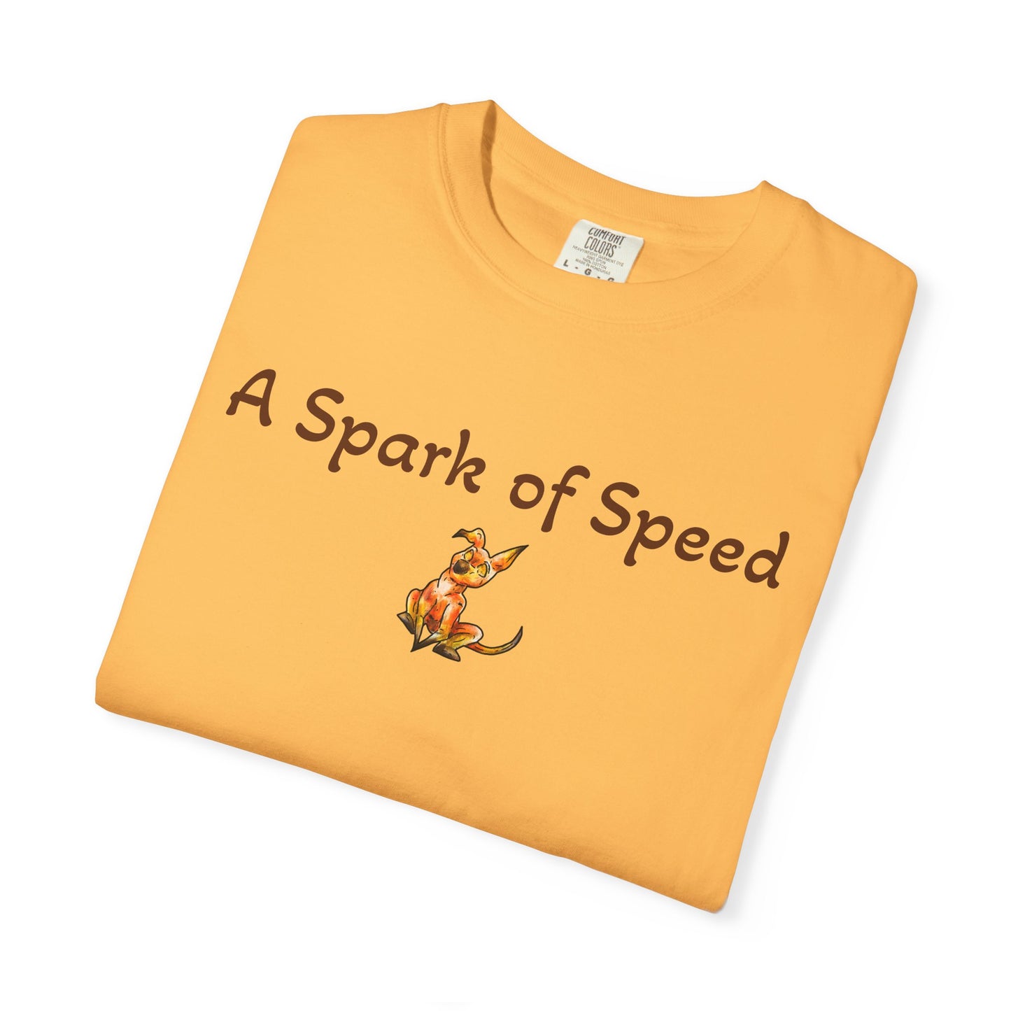 Caenin Shirt – A Spark of Speed – Chibi Orange Dog – Warm Fantasy Dog – Dog Lover Gift- T-Shirt