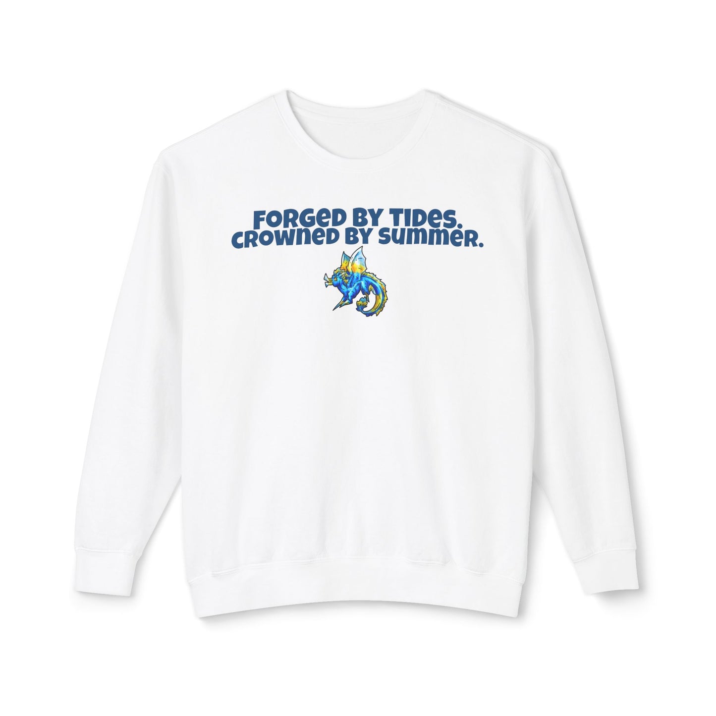 Chibi Summer Dragon- Forged & Crowned- Summer Fantasy- Sunlit Tide Dragon- Crewneck