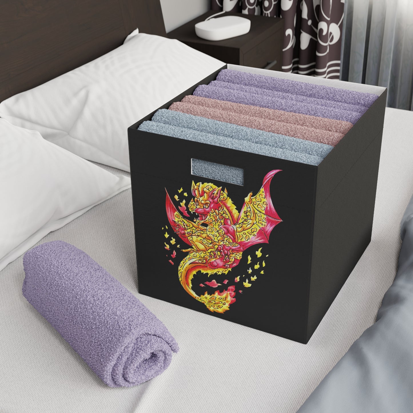 Cutesy Fire Dragon Float Felt Storage Box