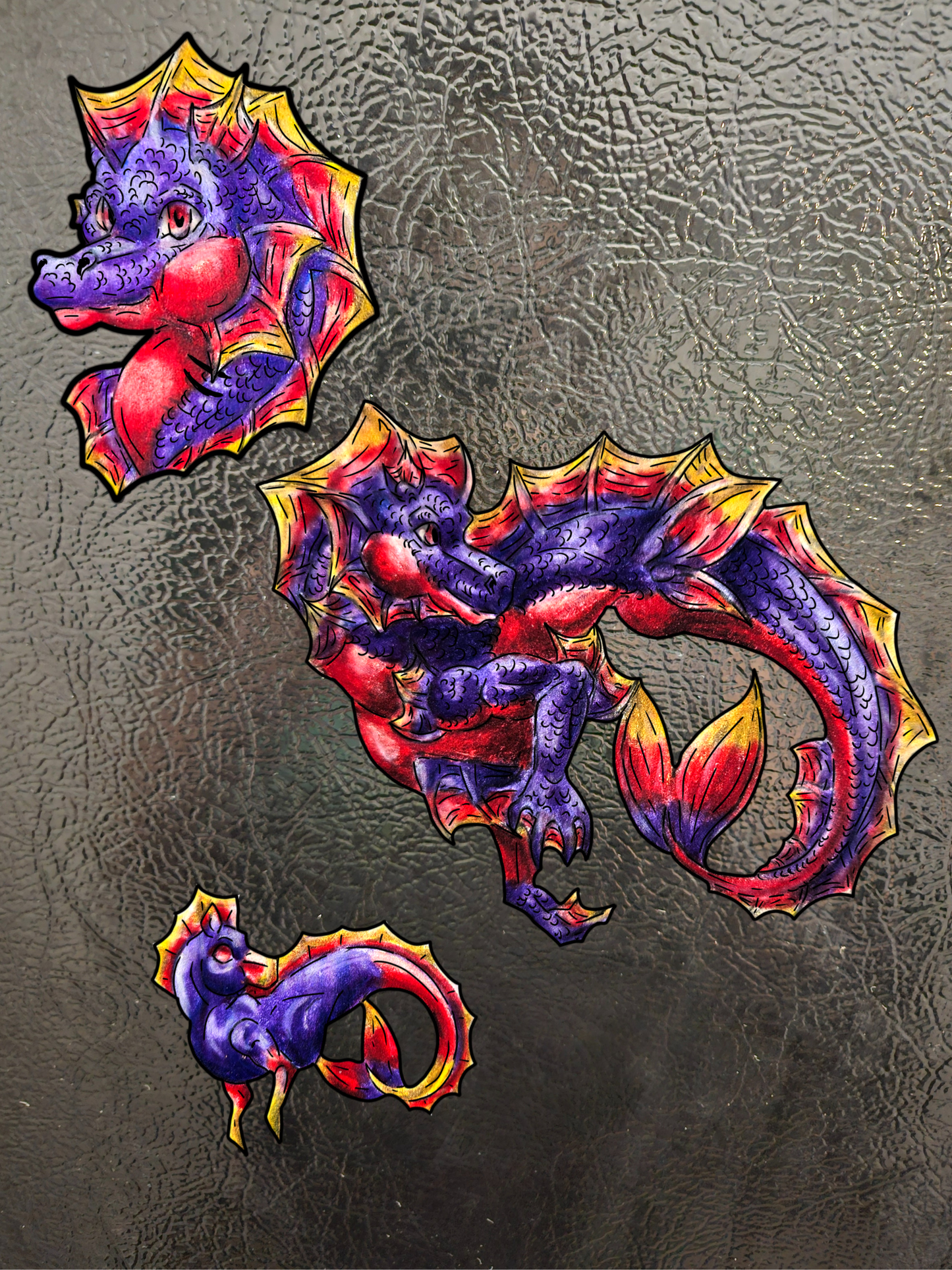 Baby Sunset Hippocampus- Vibrant Ocean Fantasy Art- Marine Fantasy Illustration- Magnets