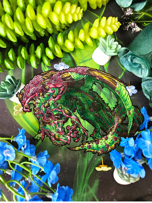 Spring Dragon- Fantasy Nature- Mythical Creature- Forest Guardian Art - Dragon Lover Gift - Body Sticker