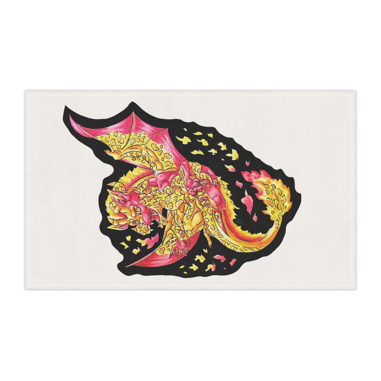 Cutesy Fire Dragon Float Tea Towels (cotton, poly)