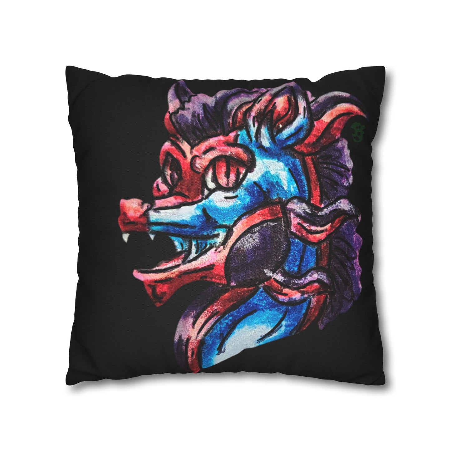 January Dragon Heads Spun Polyester Square Pillowcase