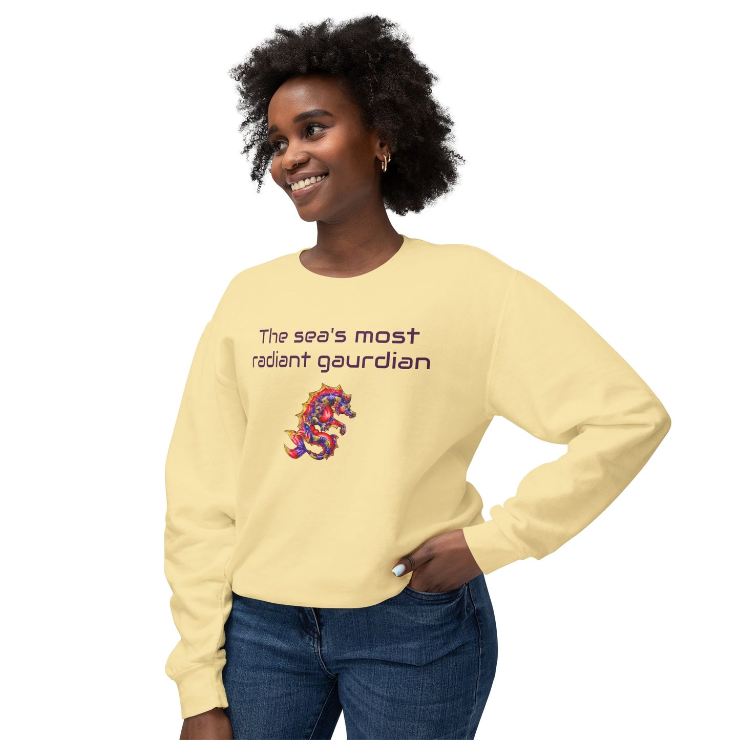 Sunset Hippocampus- The Sea's Guardian- Marine Fantasy Illustration- Fantasy Ocean Art- Unisex Crewneck