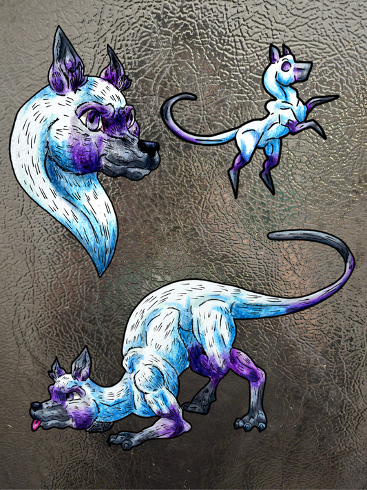 Slictine the Cat- Fantasy Cat- Cute Creature Art- Nature Animal- 3pk Magnets