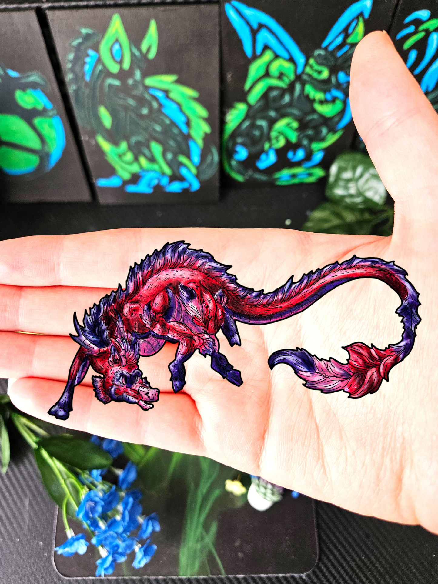 Myer- Crimson Kirin – Red Fantasy Chibi Kirin – Chibi Kirin Stickers – Mythical Creature– Kirin Lover Gift- Body Stickers