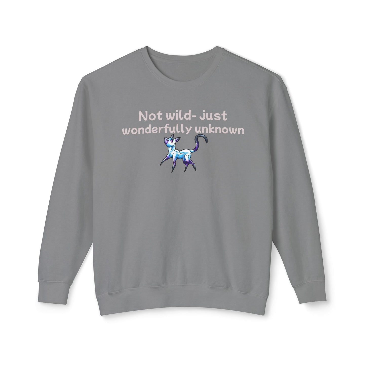 Chibi Slictine the Cat- Not Wild- Fantasy Cat- Cute Creature Art- Nature Animal-Unisex Crewneck
