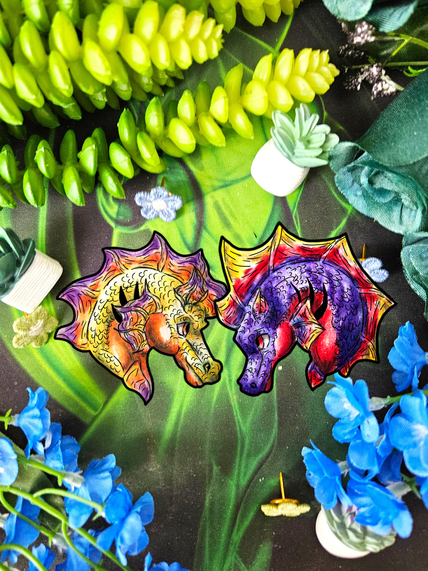 Baby Dual Hippocampus – Dual Ocean Fantasy Art – Hippocampus Pair- Head Sticker