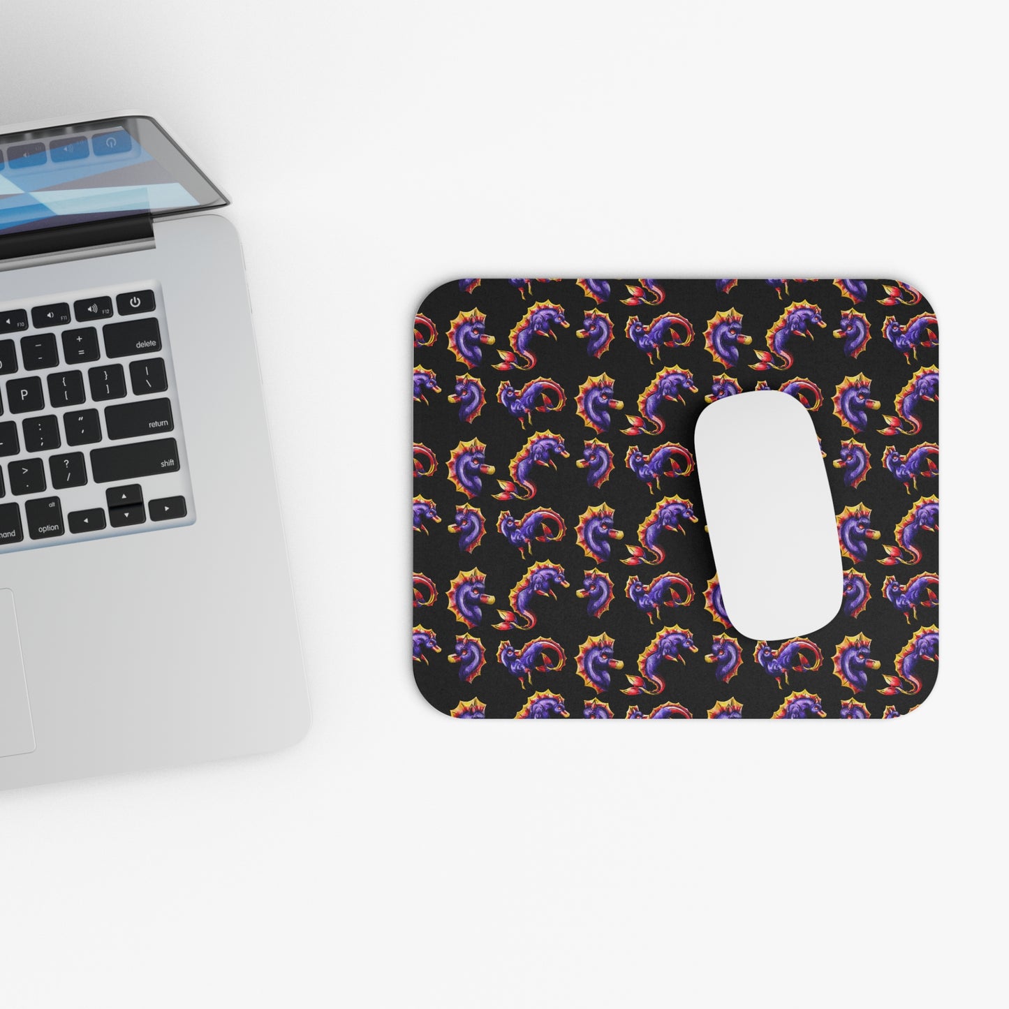Chibi Sunset Hippocampus- Pattern - Marine Fantasy Illustration- Fantasy Ocean Art- Mouse Pad