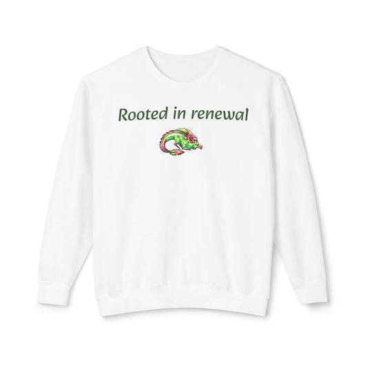 Chibi Spring Dragon- Rooted in Renewal Sweathshirt- Fantasy Nature- Mythical Creature- Forest Guardian Art - Dragon Lover Gift - Unisex Crewneck