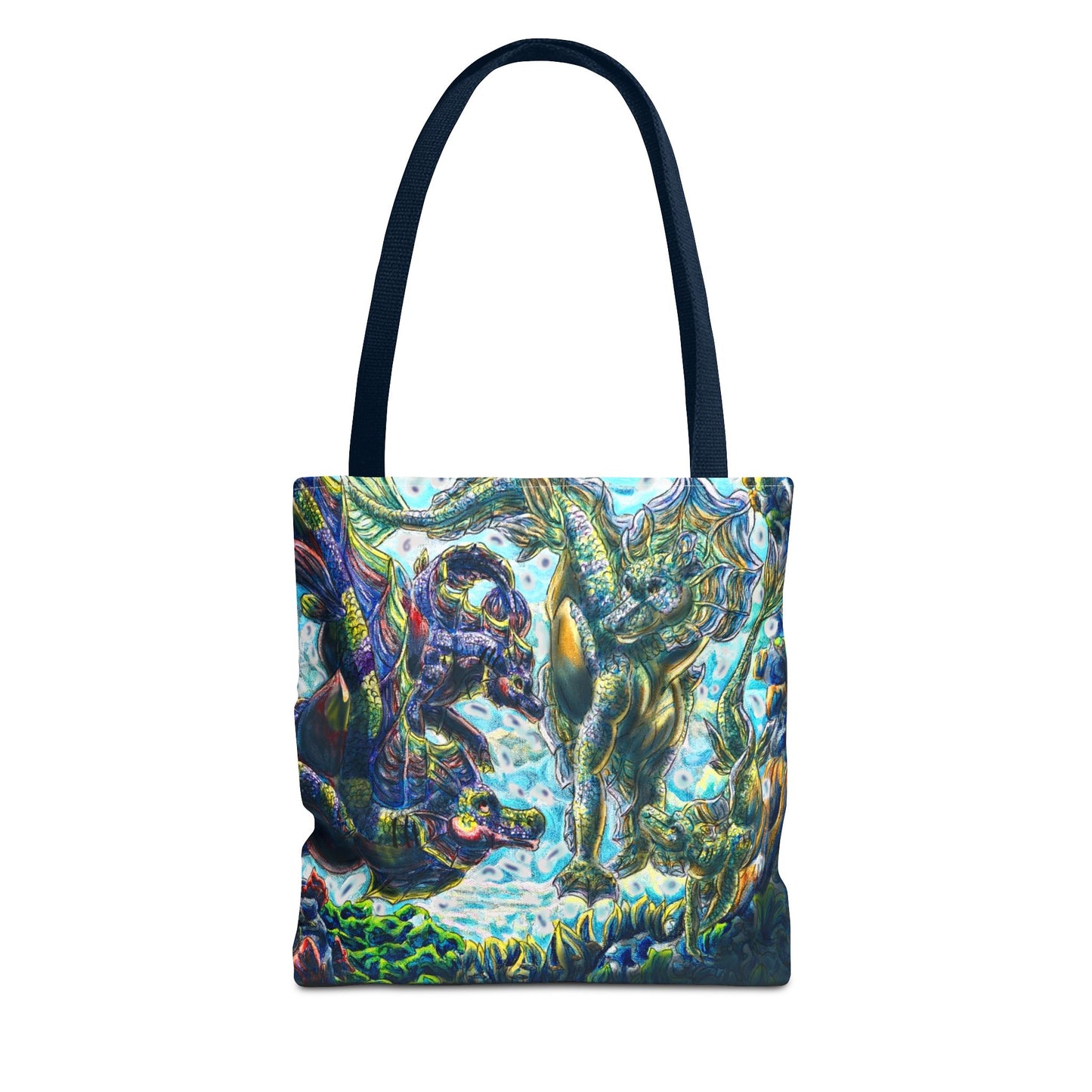 Dual Hippocampus – Dual Ocean Fantasy Art – Hippocampus Pair- Two-Toned Tote