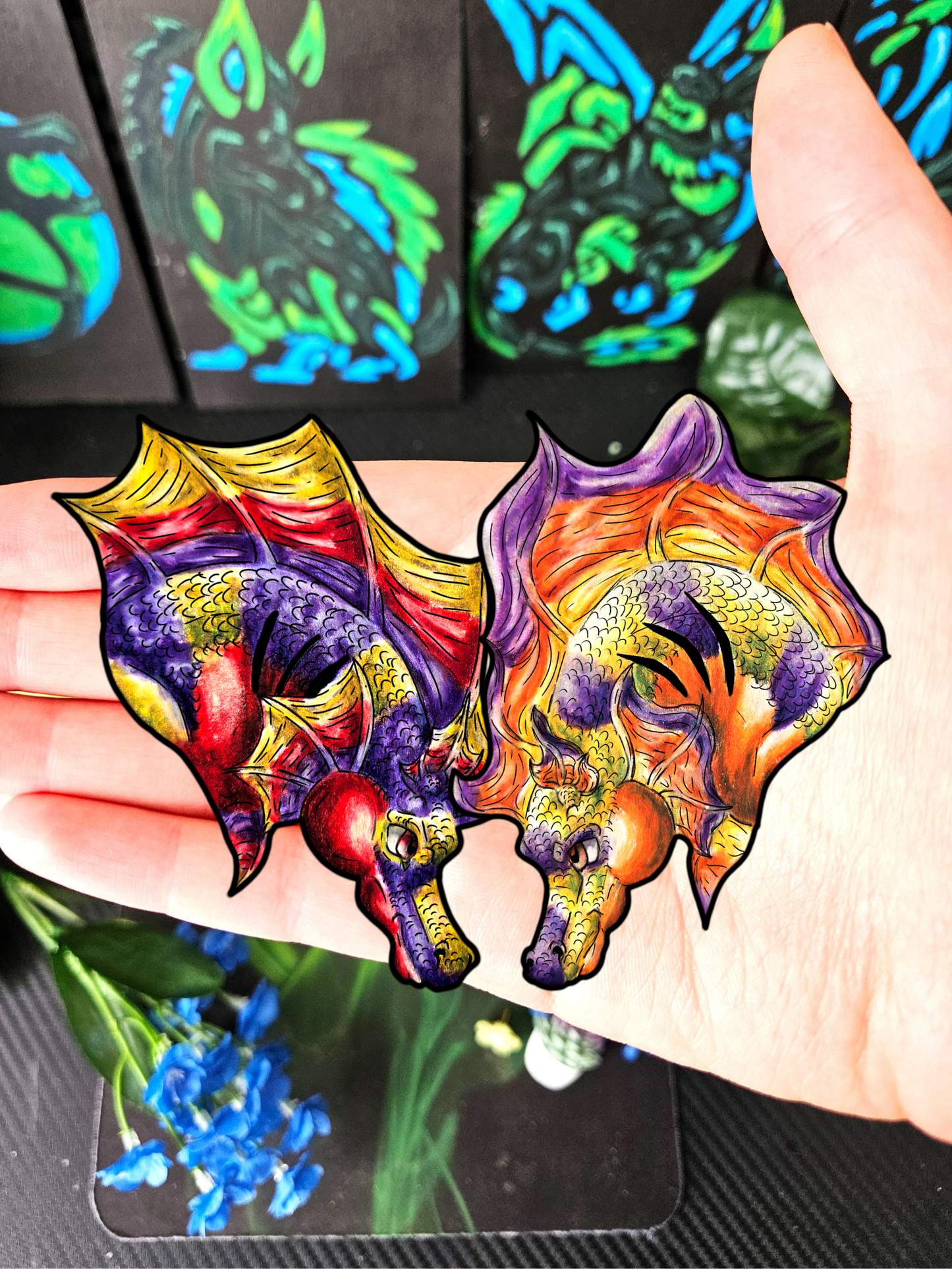 Dual Hippocampus – Dual Ocean Fantasy Art – Hippocampus Pair- Head Sticker