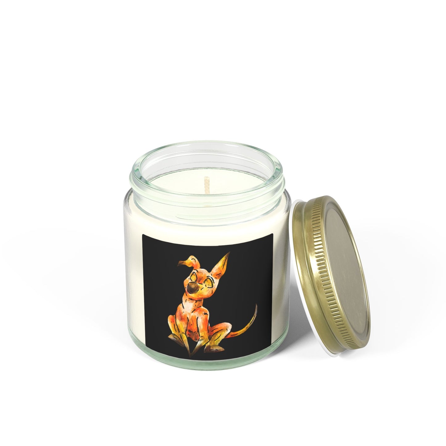 Caenin- Chibi Orange Dog – Warm Fantasy Dog Art – Fantasy Creature Decor – Dog Lover Gift - Scented Candles