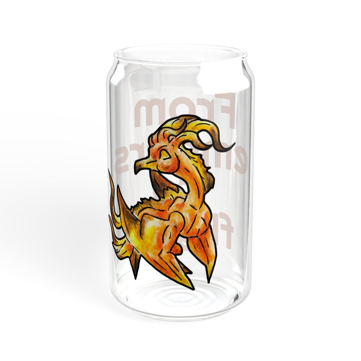 Chibi Cayene the Pheonix- Embers- Fantasy Bird Illustration- Majestic Phoenix- Glass Tumbler, 16oz