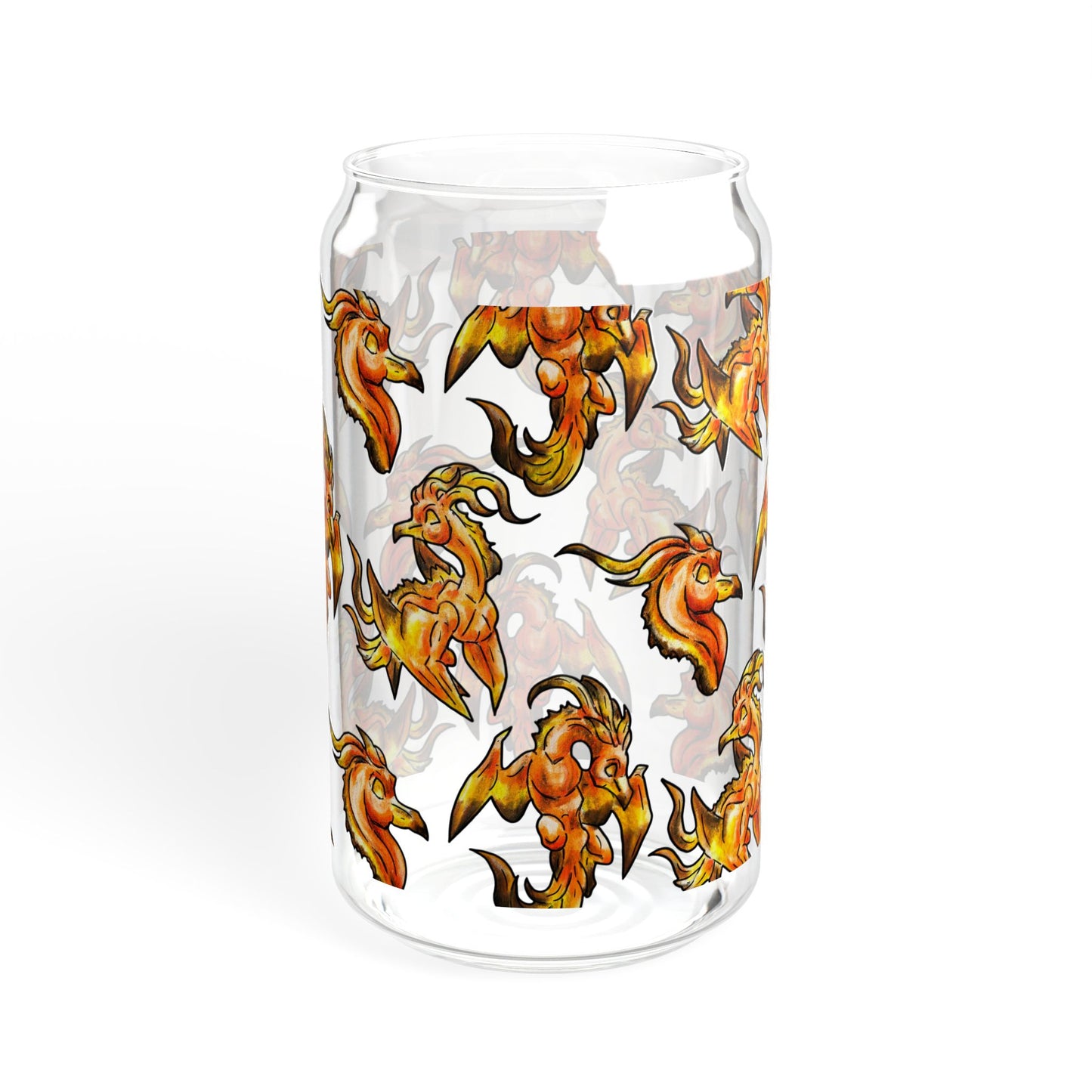 Chibi Cayene the Pheonix Pattern- Fantasy Bird Illustration- Majestic Phoenix- Glass Tumbler, 16oz