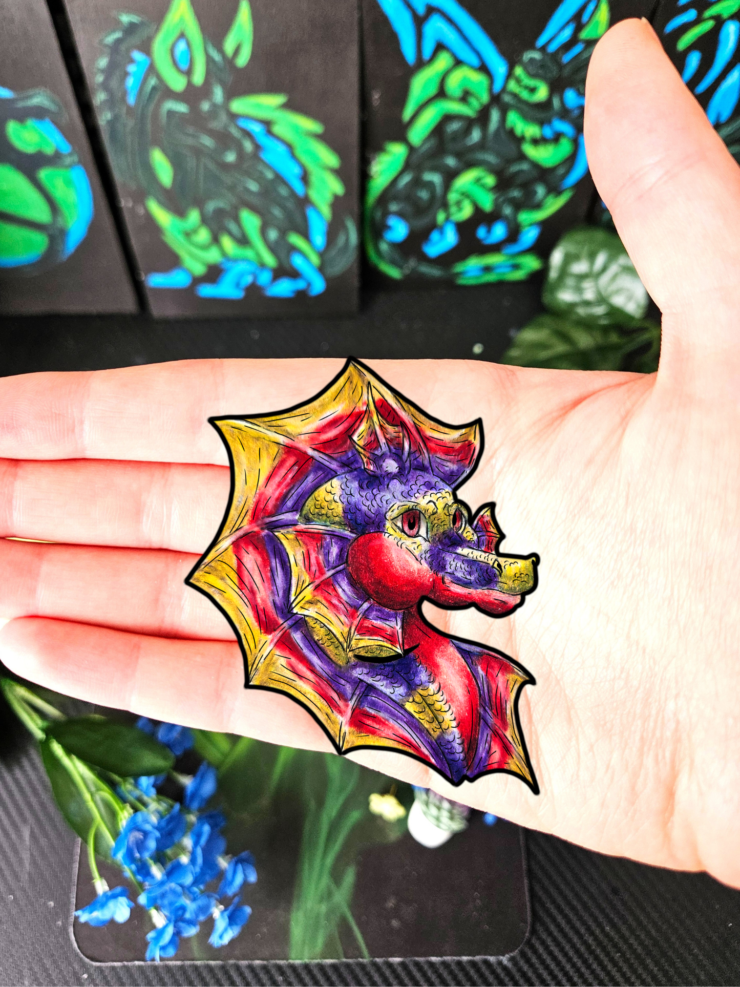 Sunset Hippocampus- Vibrant Ocean Fantasy Art- Marine Fantasy Illustration- Head Sticker