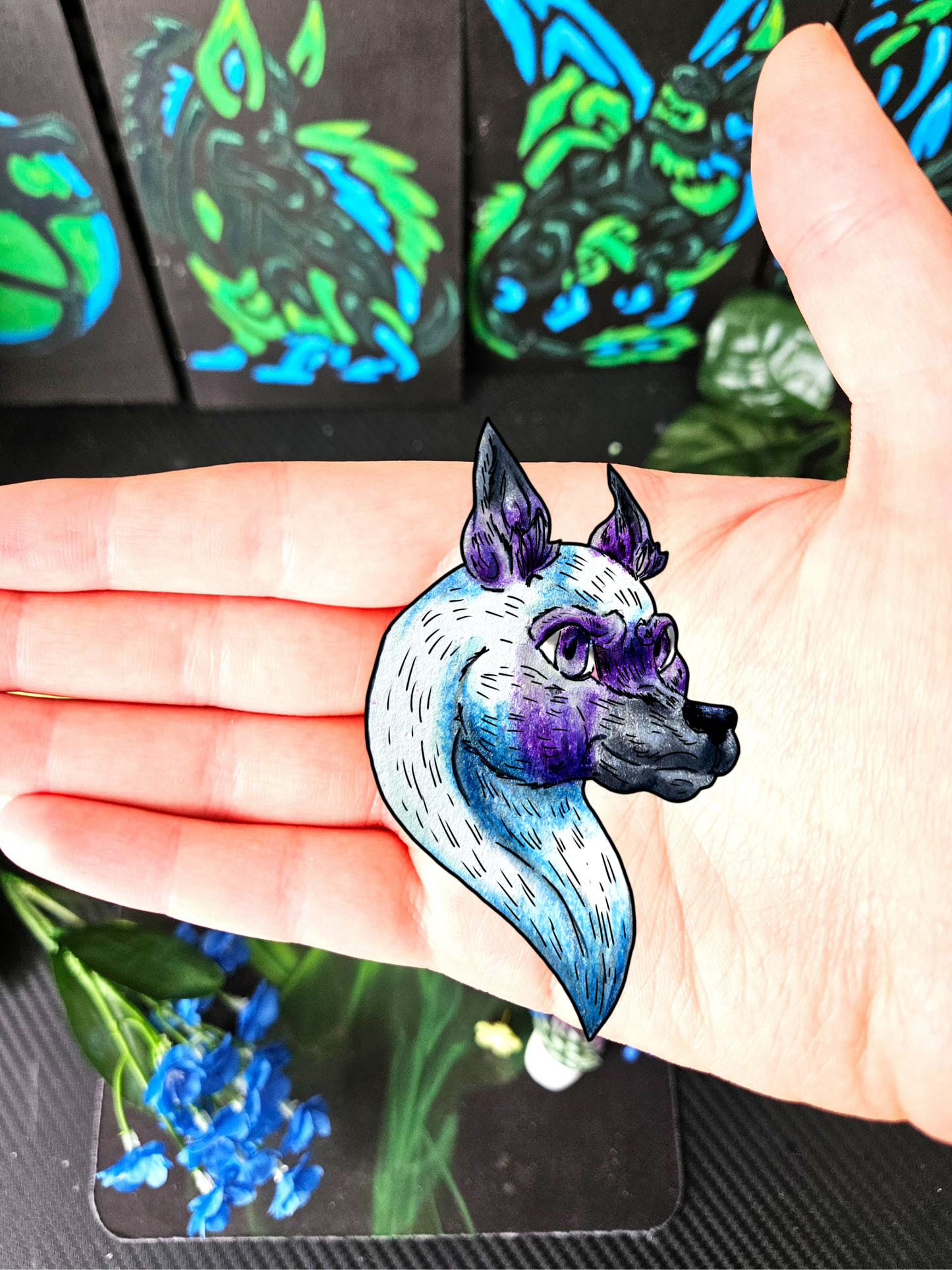 Slictine the Cat- Fantasy Cat- Cute Creature Art- Nature Animal- Head Sticker