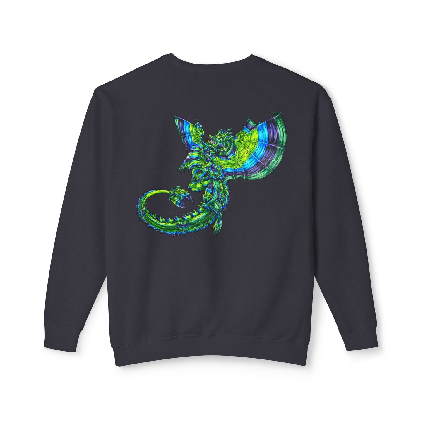 Arlith- Emerald Dragon – Aggressive Green Fantasy Dragon Art – Warning: Grumpy & Aggressive Crewneck – Mythical Creature– Dragon Lover Gift Unisex Crewneck