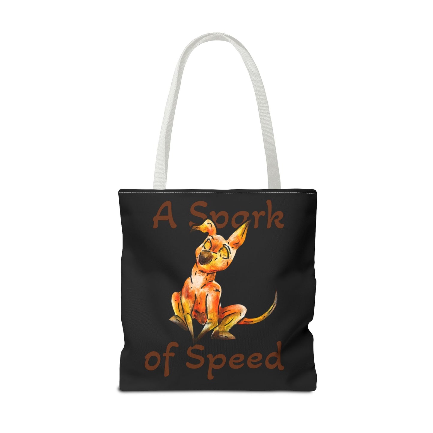Caenin- Double-Sided Bag- Chibi Orange Dog – Warm Fantasy Dog Art – Fantasy Creature Decor – Dog Lover Gift– Tote Bag