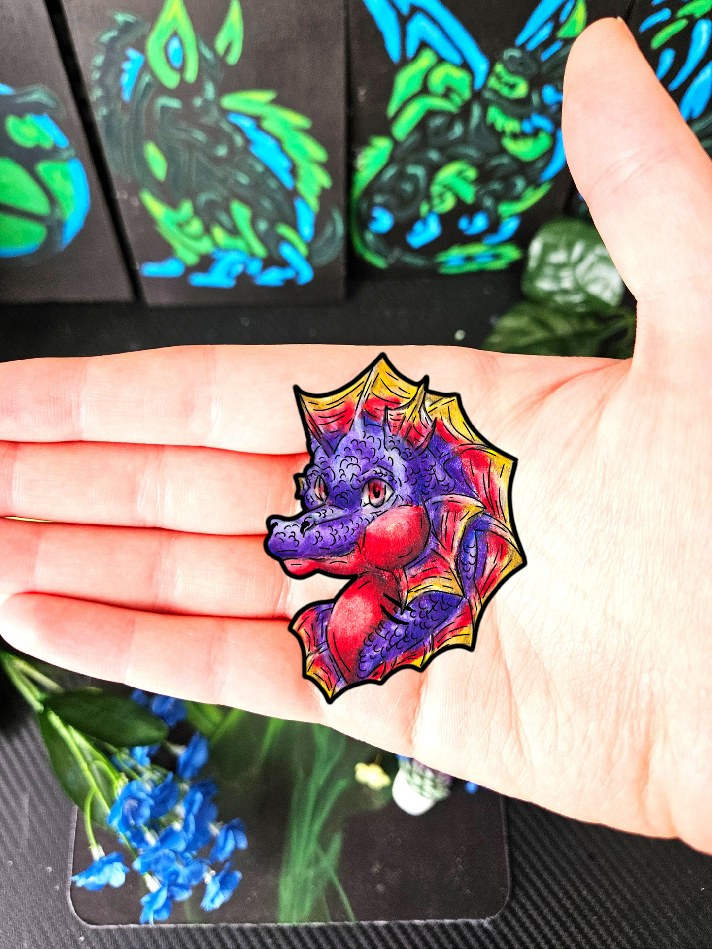 Baby Sunset Hippocampus- Vibrant Ocean Fantasy Art- Marine Fantasy Illustration- Head Sticker