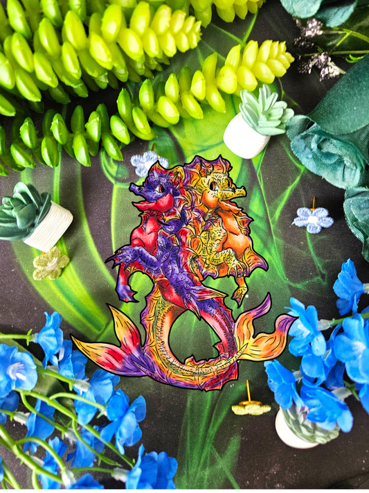 Baby Dual Hippocampus – Dual Ocean Fantasy Art – Hippocampus Pair- Body Sticker