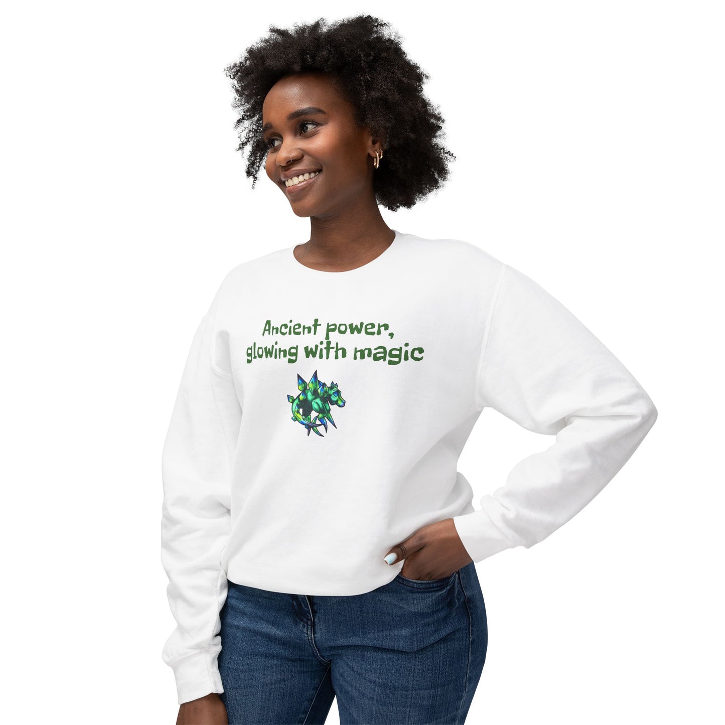 Chibi Arith the Stegosaurus-Ancient Power- Chibi Dinosaur Art- Prehistoric Creature - Unisex Crewneck