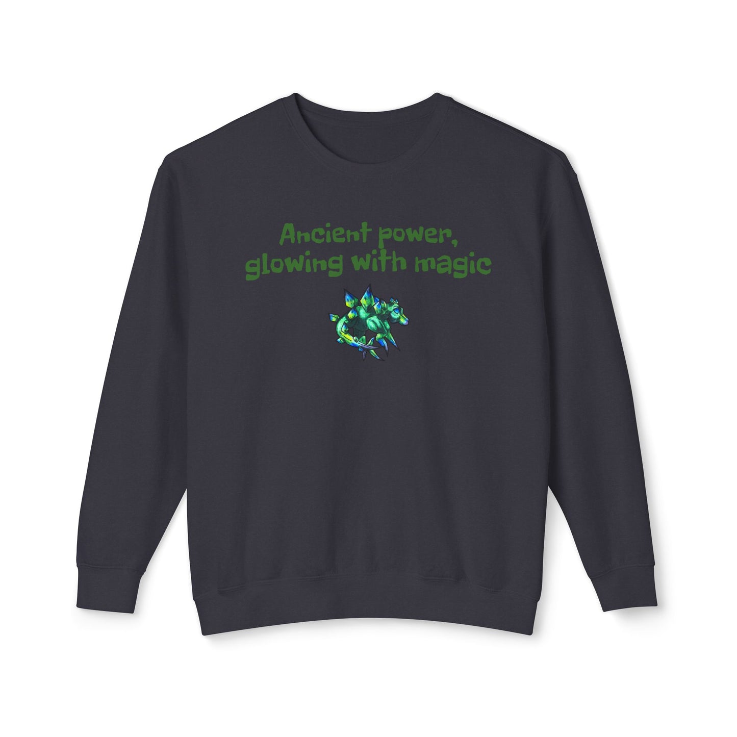Chibi Arith the Stegosaurus-Ancient Power- Chibi Dinosaur Art- Prehistoric Creature - Unisex Crewneck
